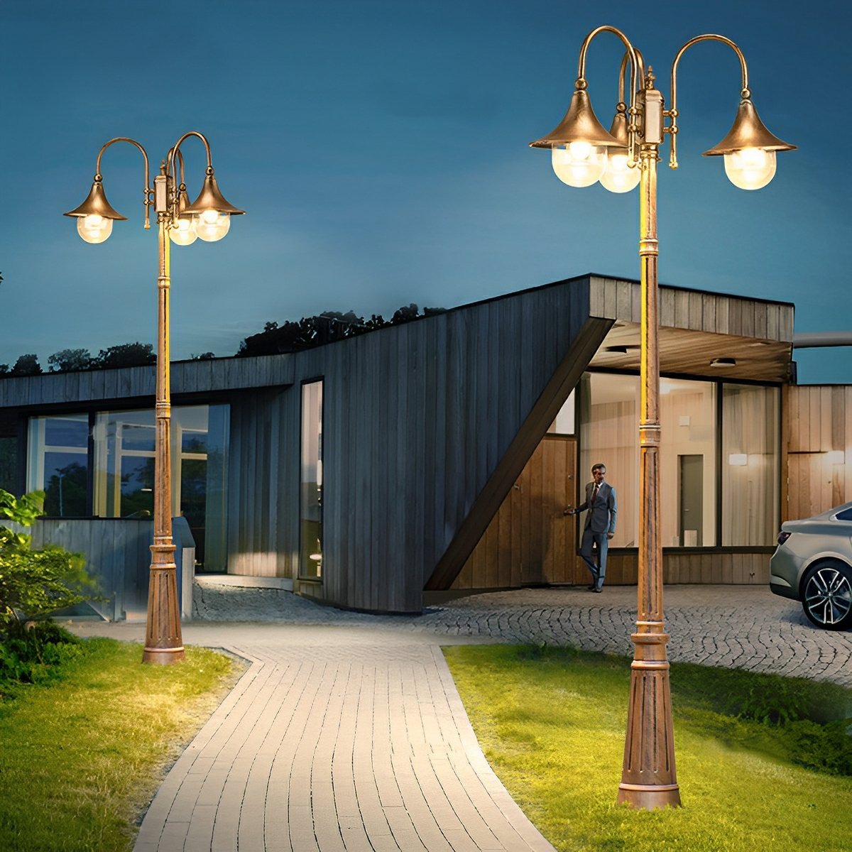 Luminaires de Poteau LED Vintage Étanches à Éclat