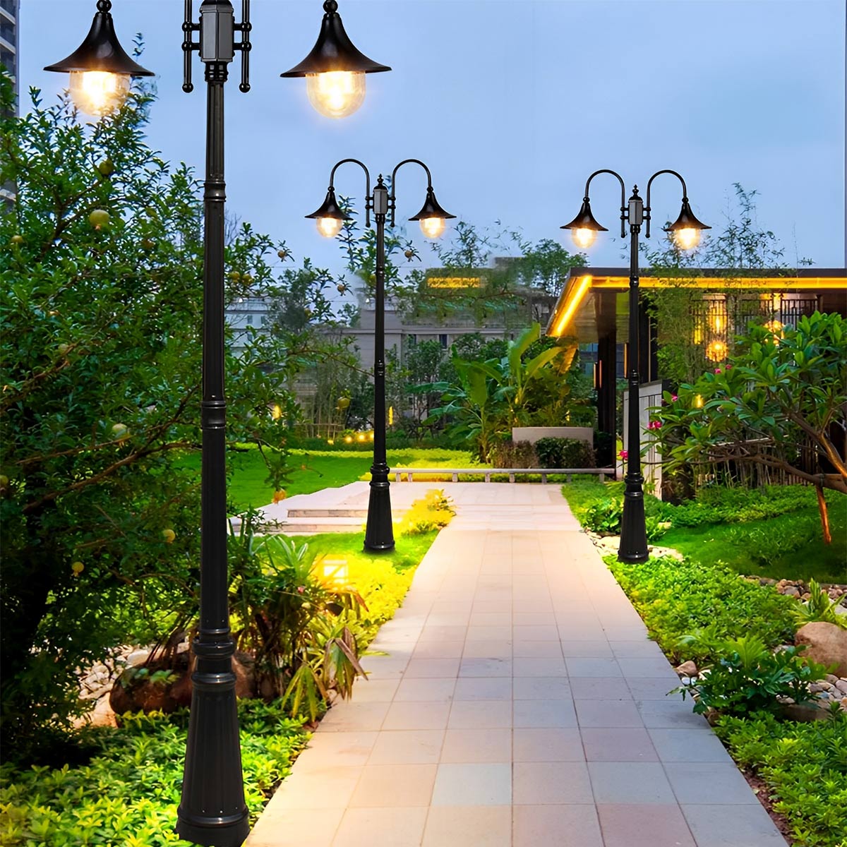 Luminaires de Poteau LED Vintage Étanches à Éclat