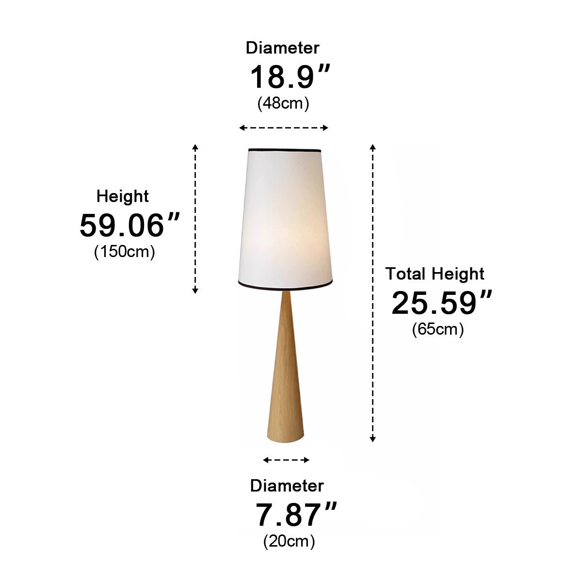 Lampe de sol LED vintage en bois effilé