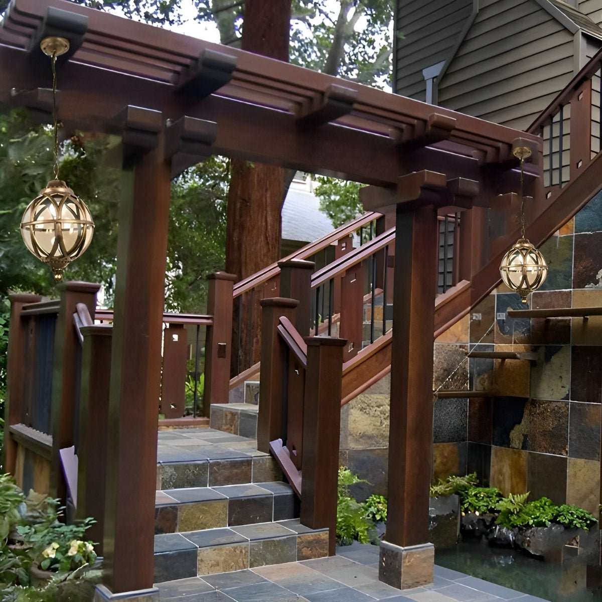 Lustre en Verre et Aluminium Étanche pour Extérieur avec Chaîne Suspendue Ajustable