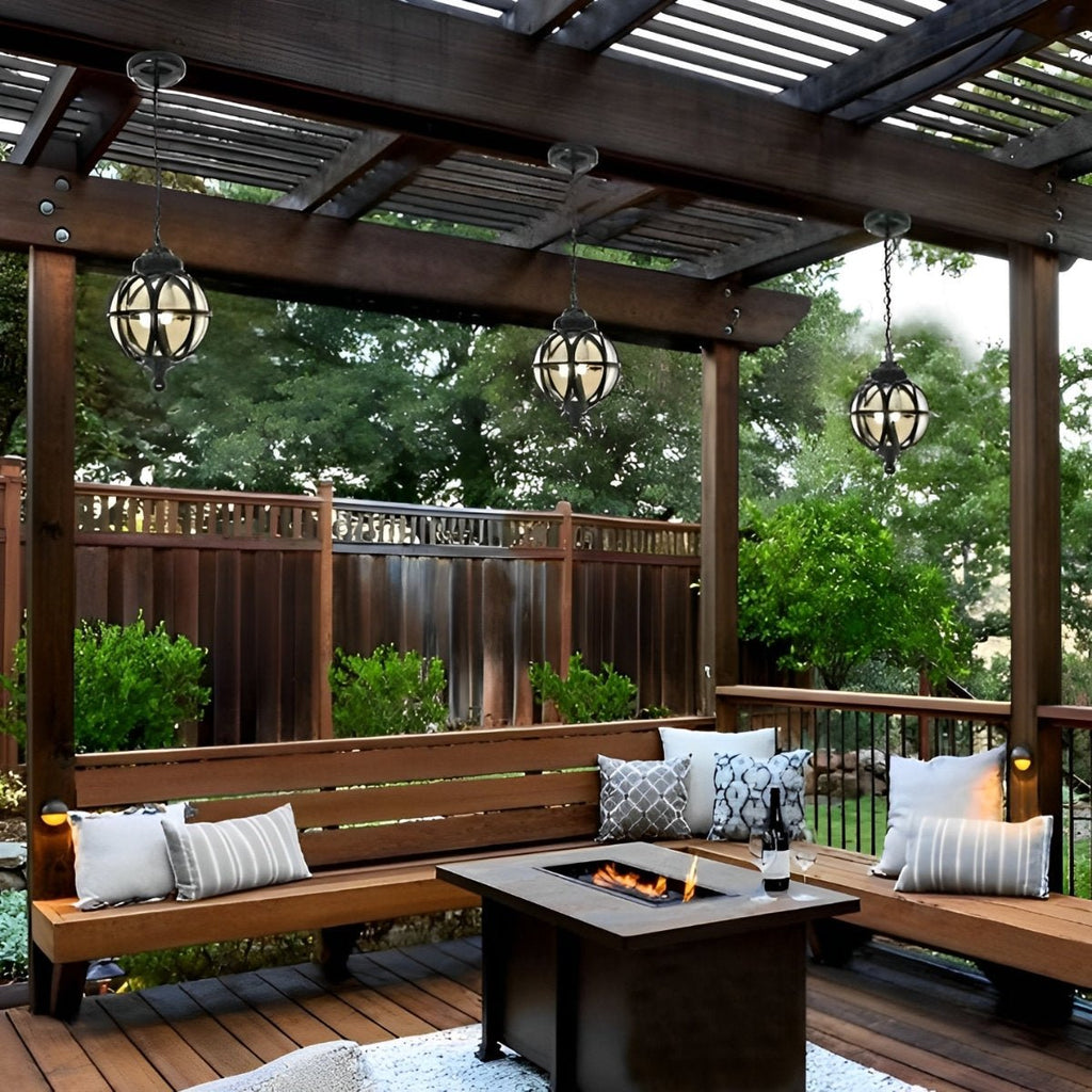 Lustre en Verre et Aluminium Étanche pour Extérieur avec Chaîne Suspendue Ajustable