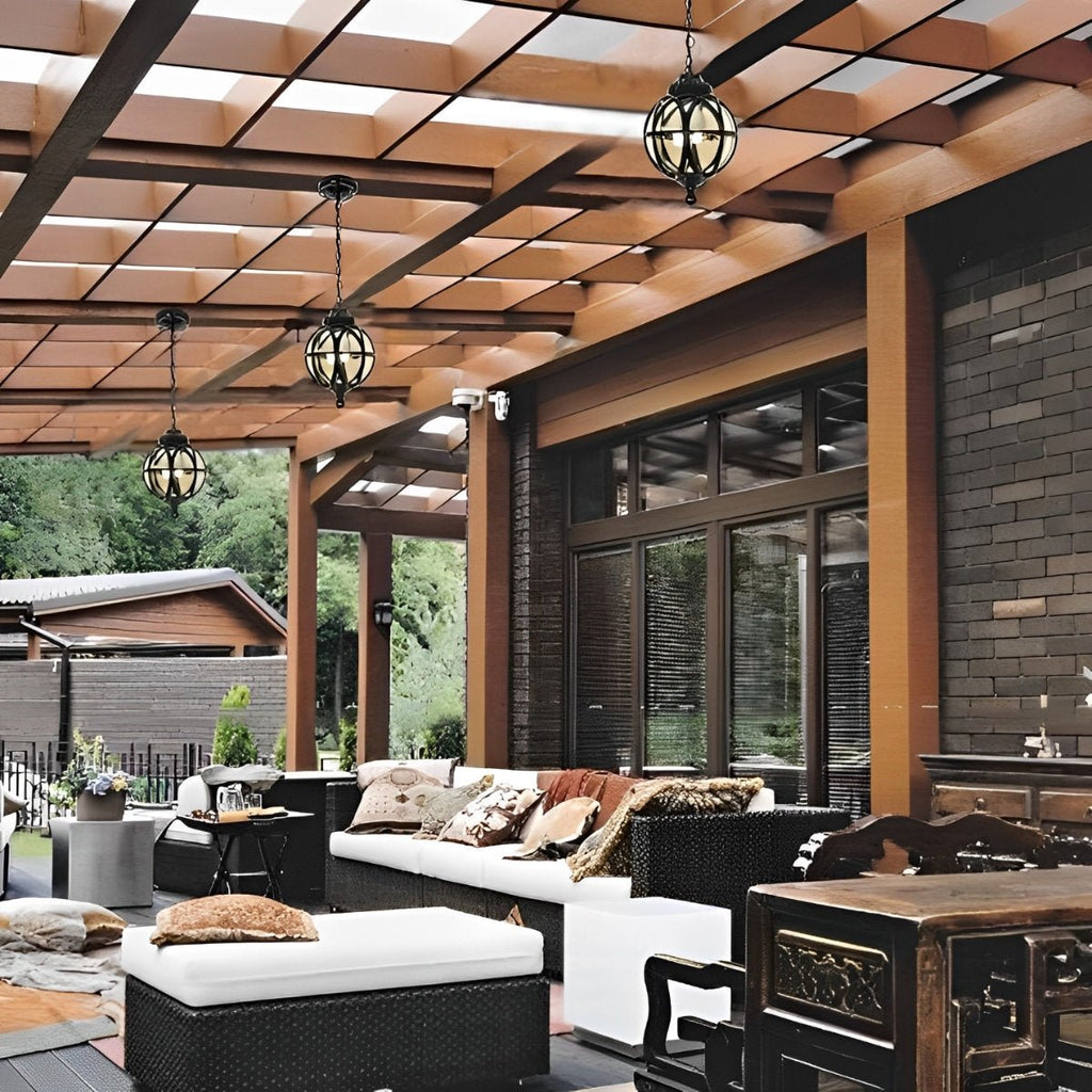 Lustre en Verre et Aluminium Étanche pour Extérieur avec Chaîne Suspendue Ajustable