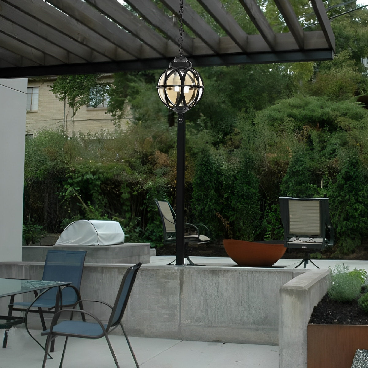 Lustre en Verre et Aluminium Étanche pour Extérieur avec Chaîne Suspendue Ajustable