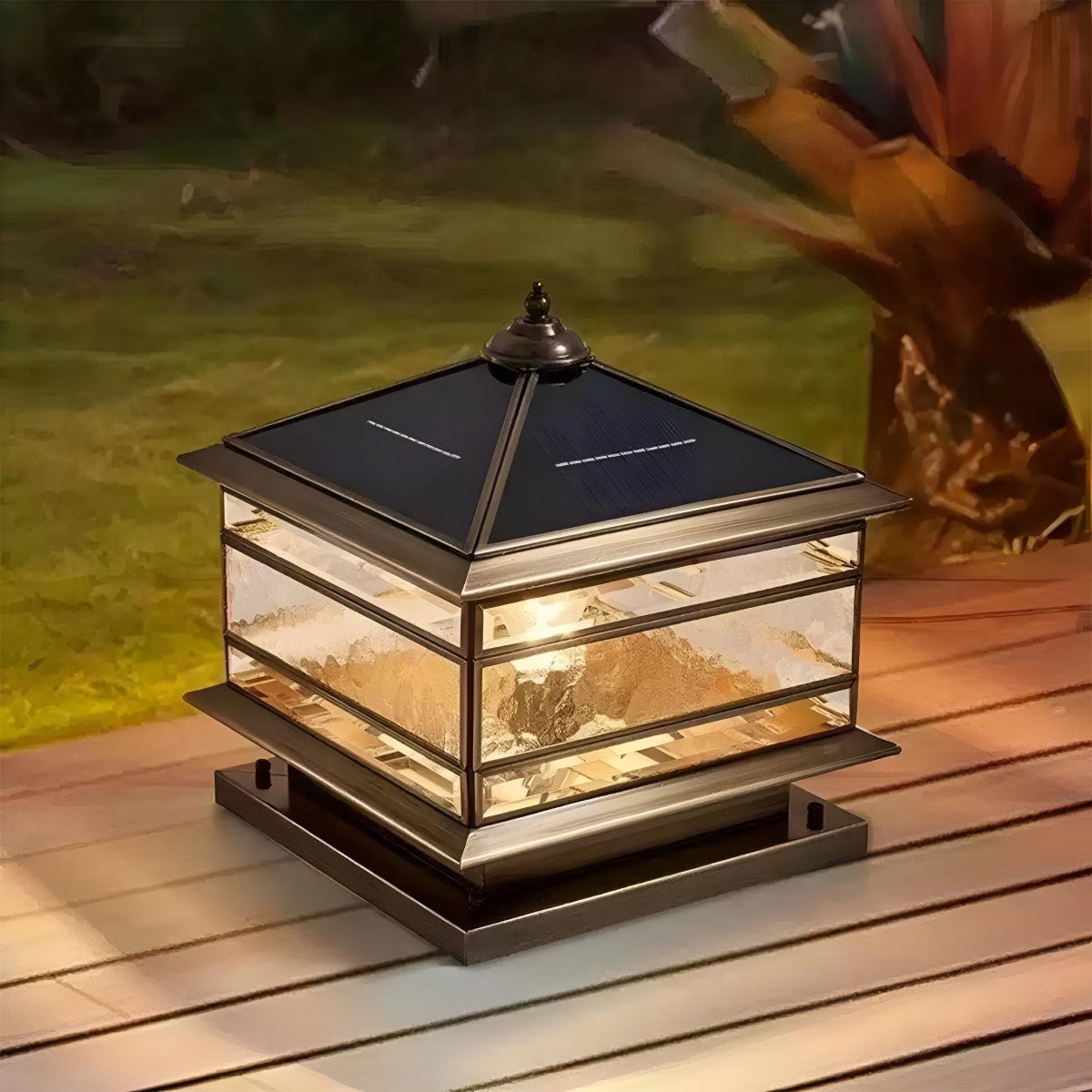 Luminaires de poteau de clôture vintage en verre étanche en cuivre pour extérieur