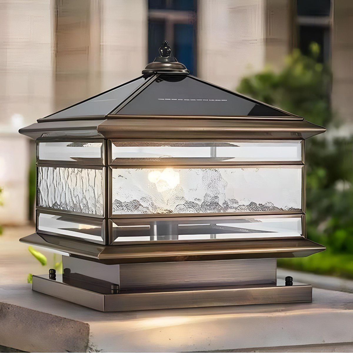 Luminaires de poteau de clôture vintage en verre étanche en cuivre pour extérieur