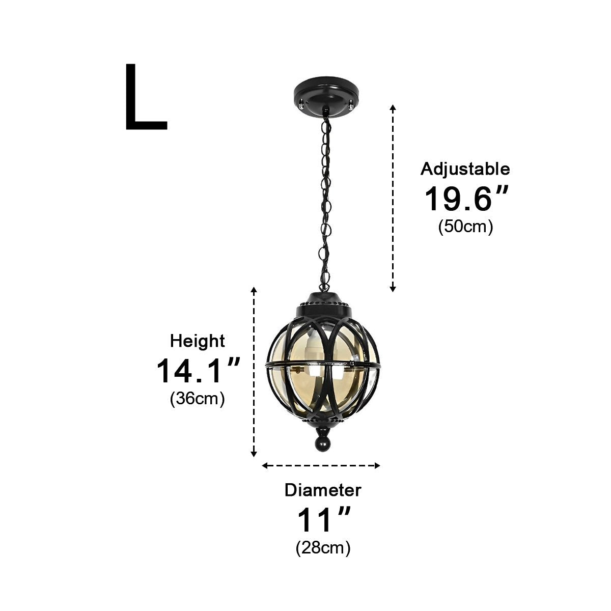 Lustre en Verre et Aluminium Étanche pour Extérieur avec Chaîne Suspendue Ajustable