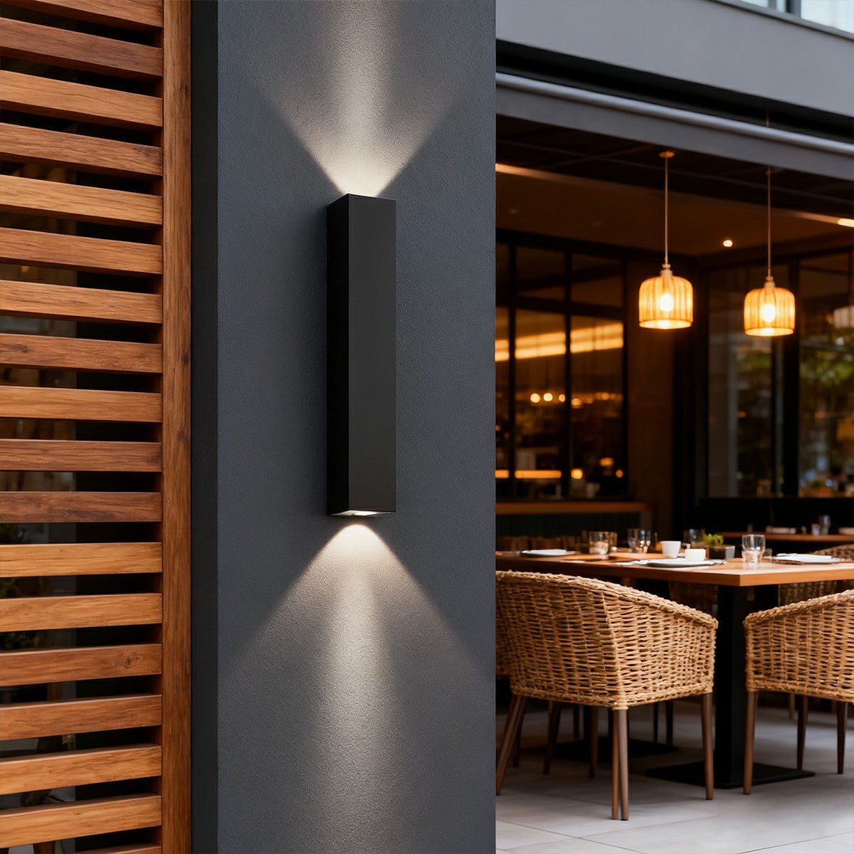 Luminaires muraux extérieurs rectangulaires étanches haut et bas