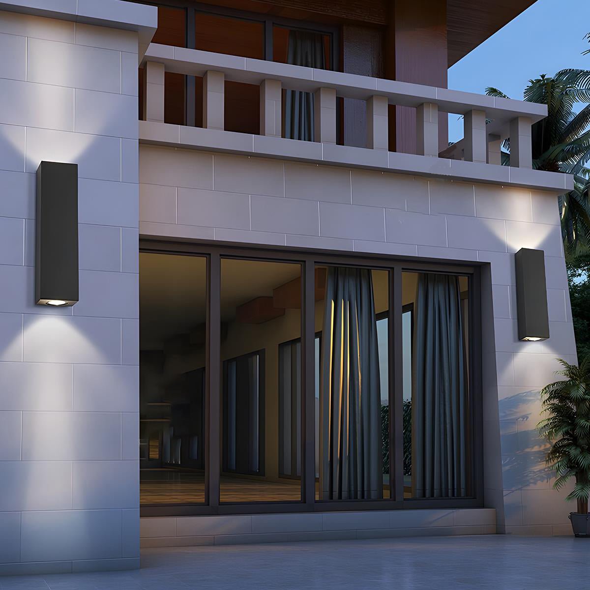 Luminaires muraux extérieurs rectangulaires étanches haut et bas