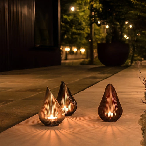 Bougeoirs en Acier Étanches en Forme de Tulipe pour Bougies Tealight d'Extérieur