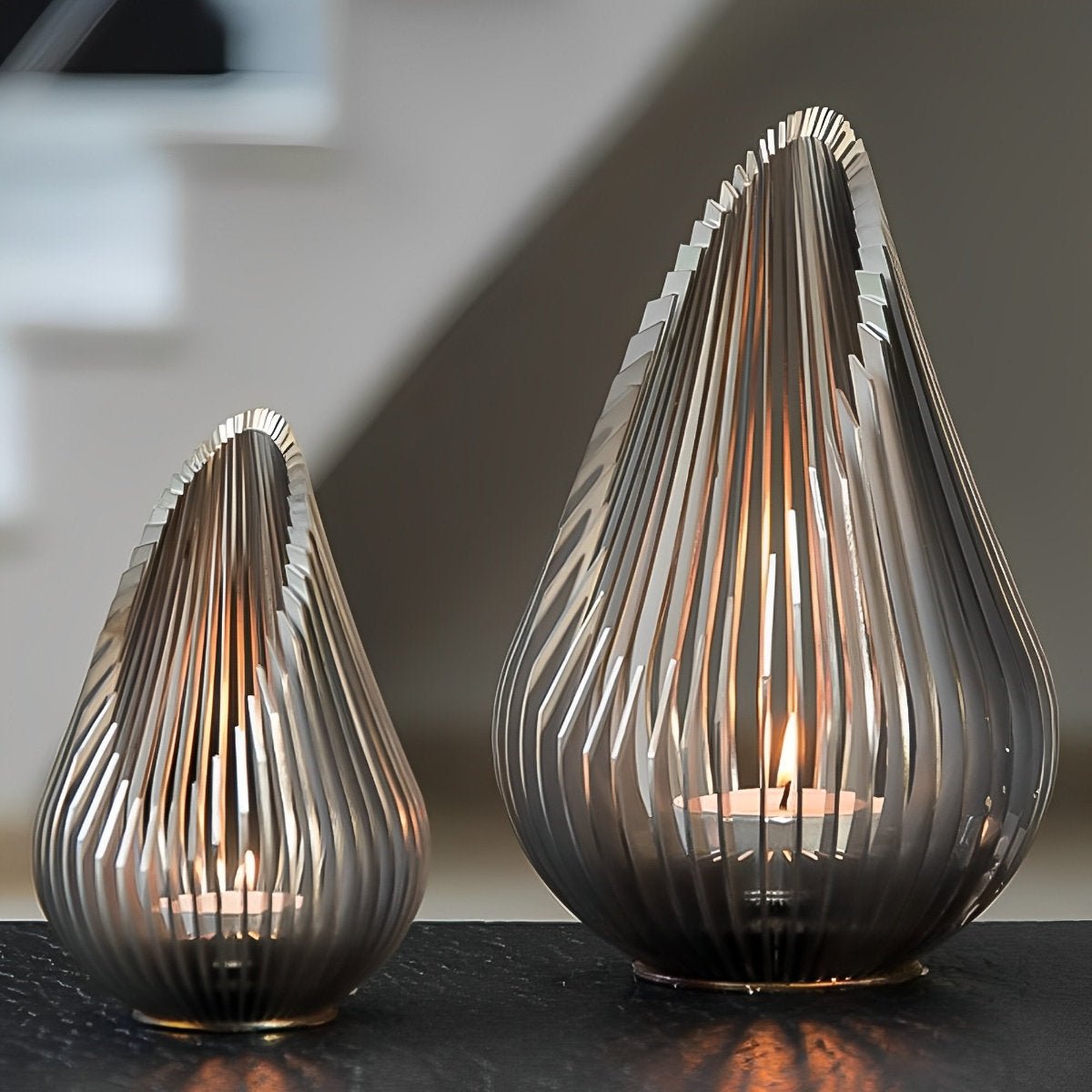 Bougeoirs en Acier Étanches en Forme de Tulipe pour Bougies Tealight d'Extérieur