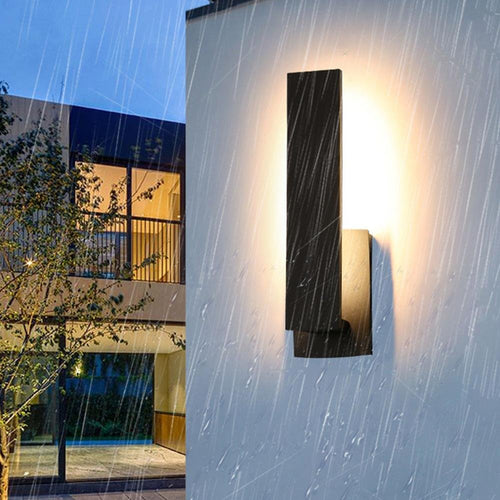 Appliques murales extérieures LED noires étanches en rectangle
