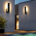 Appliques murales extérieures LED noires étanches en rectangle