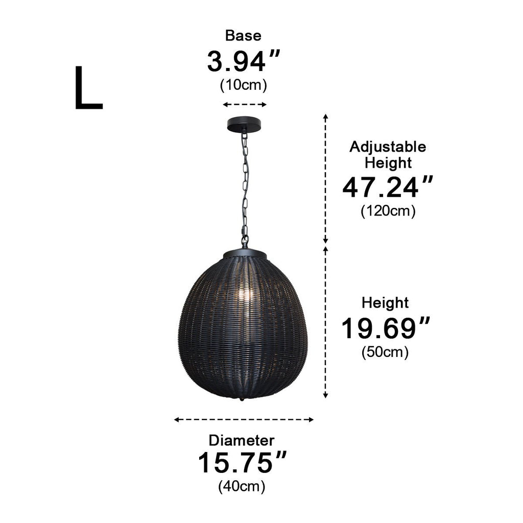 Lampes suspendues étanches en rotin rond pour l'extérieur