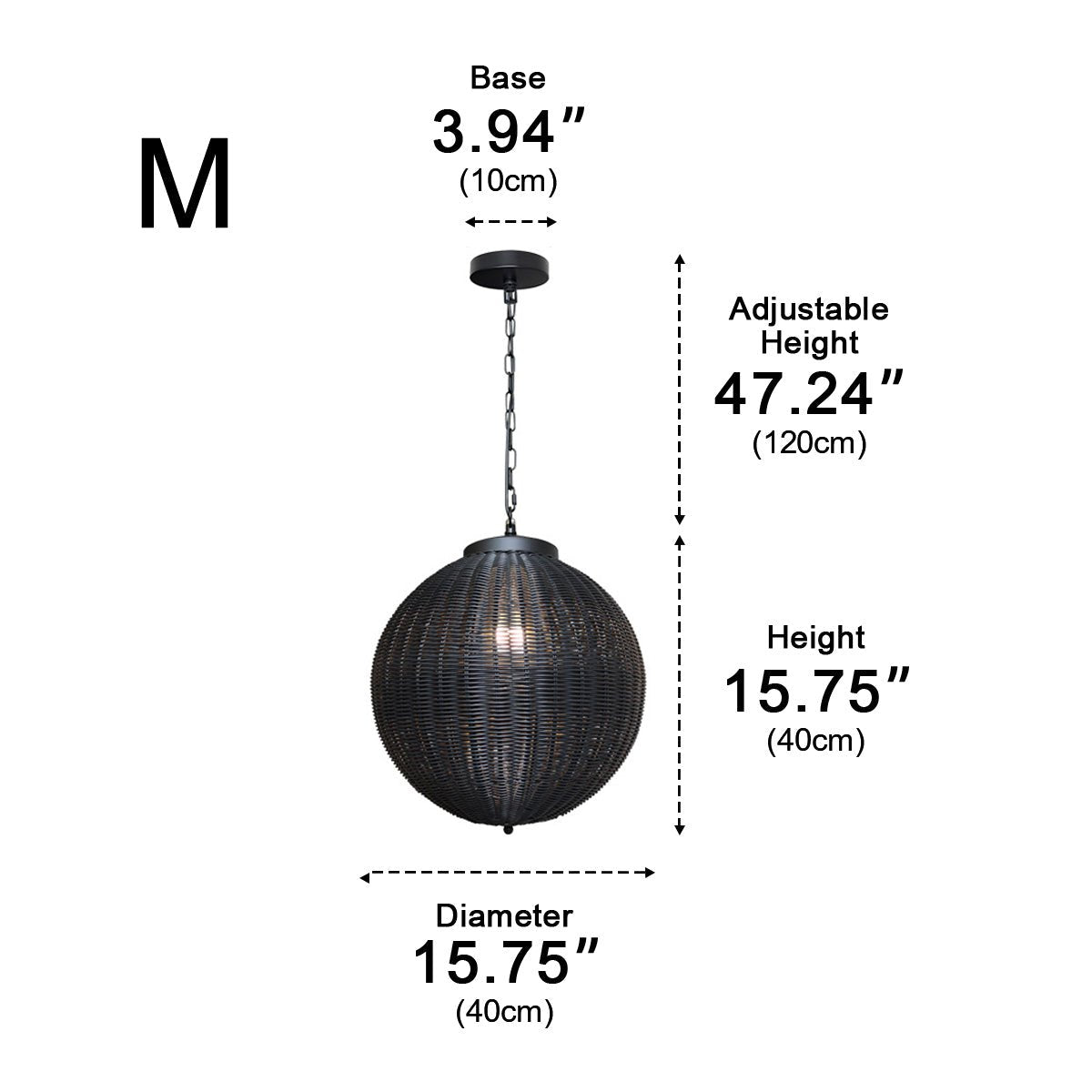 Lampes suspendues étanches en rotin rond pour l'extérieur