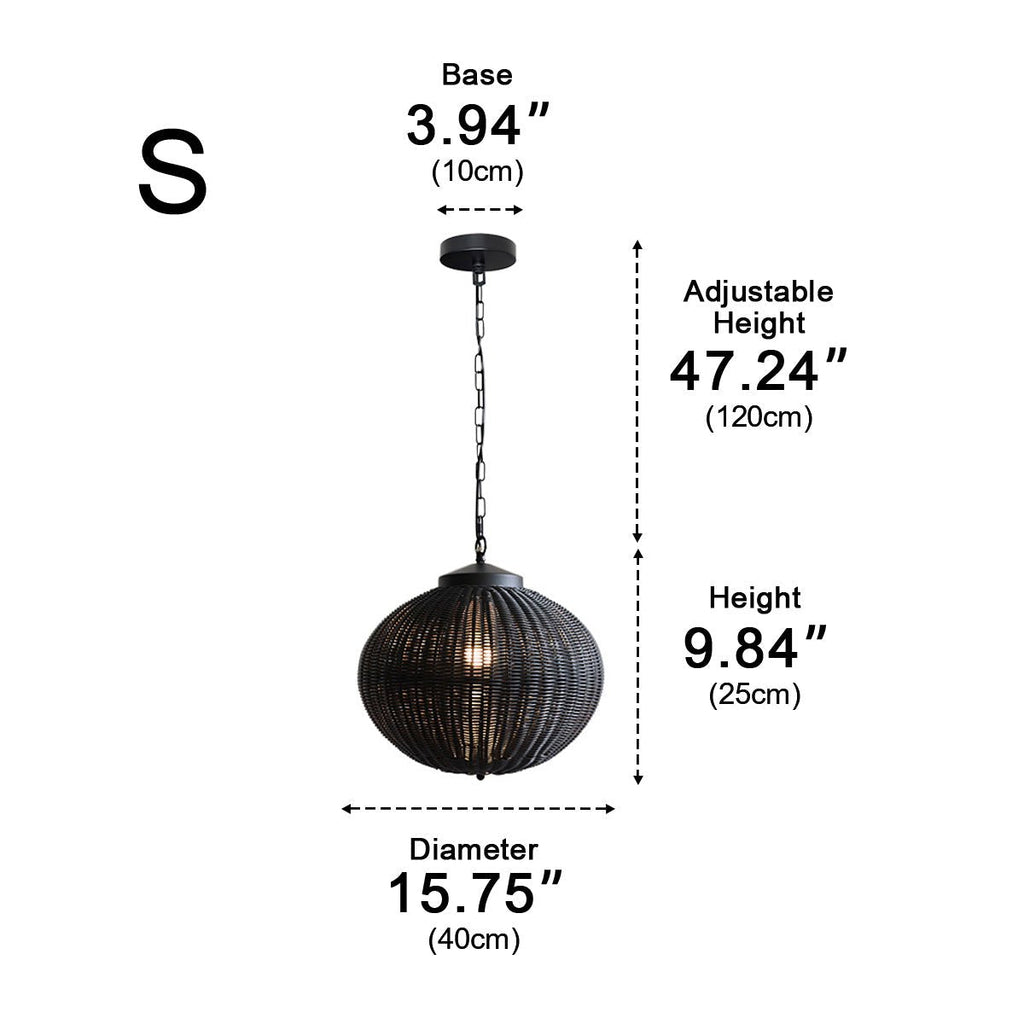 Lampes suspendues étanches en rotin rond pour l'extérieur