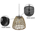 Lanternes Suspendues Étanches Solaire en Rattan pour Extérieur