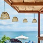 Lanternes Suspendues Étanches Solaire en Rattan pour Extérieur