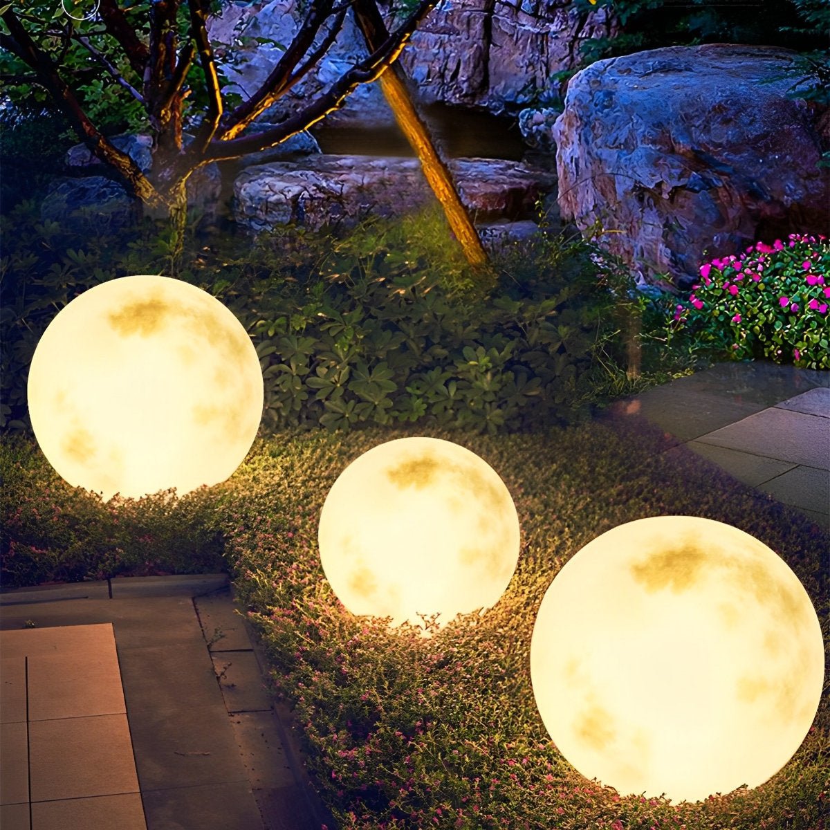 Lampes de Jardin Solaire Étanches en Forme de Lune