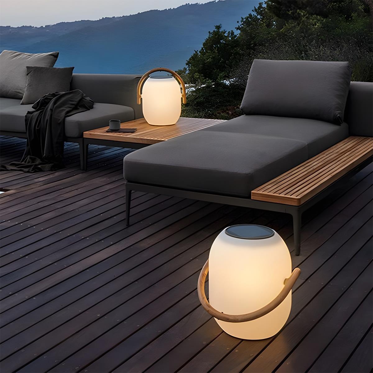 Lampe Lanternes de Table Extérieure Ovale Solaire Étanche